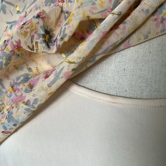 A.N.A New Apparel Size Large Long Sleeve Dress Slip Metallic Floral Buttons Pink - Picture 8 of 16